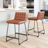 Zuo Modern – Pago Modern Counter Stools Set of 2, 35" Brown Faux Leather Seat with Durable Steel - 2 of 4