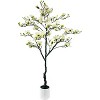 6FT Artificial Magnolia Tree in Pot, Faux Magnolia Flowers Tree with Realistic Blooms, Faux Potted Plant, Artificial Plants for Home Garden Patio - 2 of 4