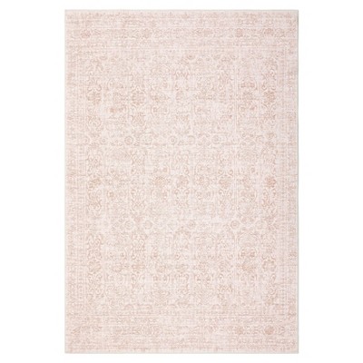 Washable Vintage Foral Rug Non Slip Low Pile Rug Soft Retro Throw Floor Cover Foldable Indoor Carpet for Living Room Bedroom Playroom Nursery