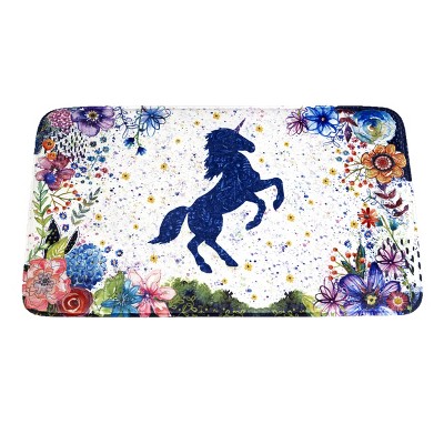 Lakeside Unicorn Memory Foam Bath Rug Rug with Floral Design for Girls Bathrooms