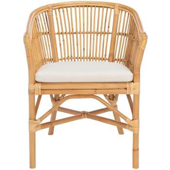 Olivia Rattan Accent Chair with Cushion - Natural/White - Safavieh.