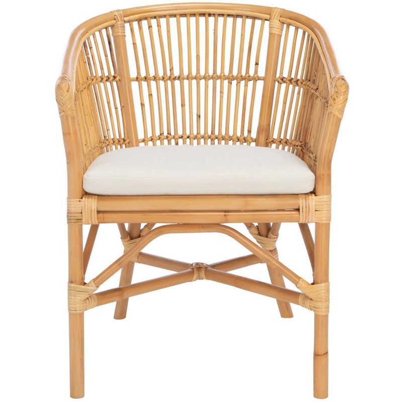 Olivia Rattan Accent Chair with Cushion - Natural/White - Safavieh., 1 of 10