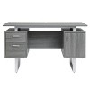 Modern Office Desk with Storage Gray - Techni Mobili: Sleek Metal Legs, File Cabinet, Floating Top - image 2 of 4