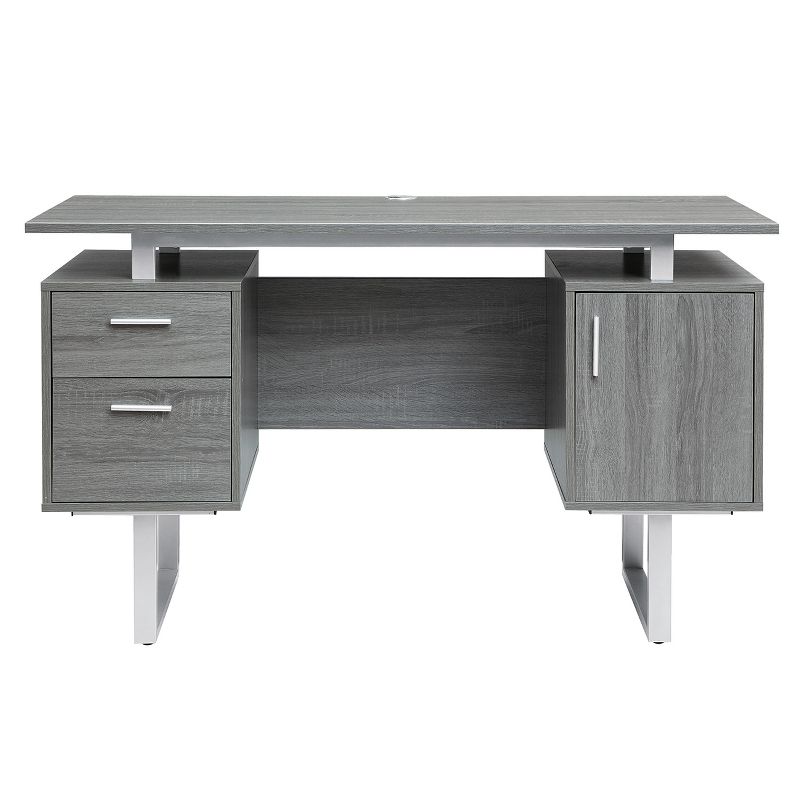 Modern Office Desk with Storage Gray - Techni Mobili, 3 of 11