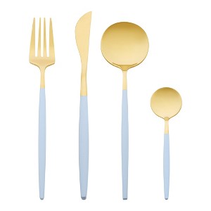 REGALWOVEN Stainless Steel Mirror Polished Flatware Sets Cutlery Set 4 Piece - 1 of 4