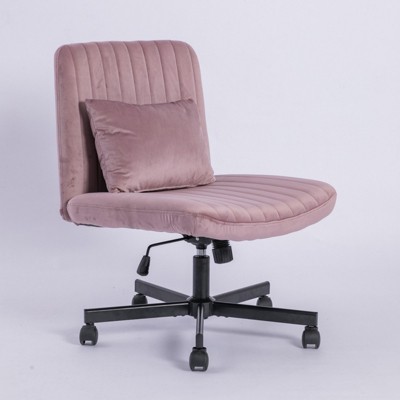 Dsvimoy Task and Office Chair Comfortable Cross Legged Desk Chair with Wheels for Office Use, Pink, 26"*22.5"*11"