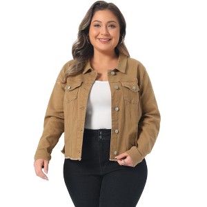 Women's Plus Size Classic Denim Long Sleeve with Pockets Fashion Jean Jackets - Agnes Orinda - 1 of 4