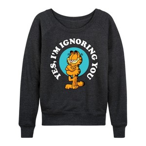 Women's - Garfield - Ignoring You Lightweight French Terry Wide Neck Long Sleeve Shirt - 1 of 4