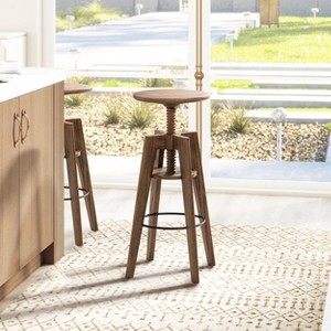 PAGED 38" High Bar Stools Modern Upholstered Counter Stools with Resin Rattan Back, Set of 3, Arms and Wooden Legs for Pub, Dining Room - 1 of 4
