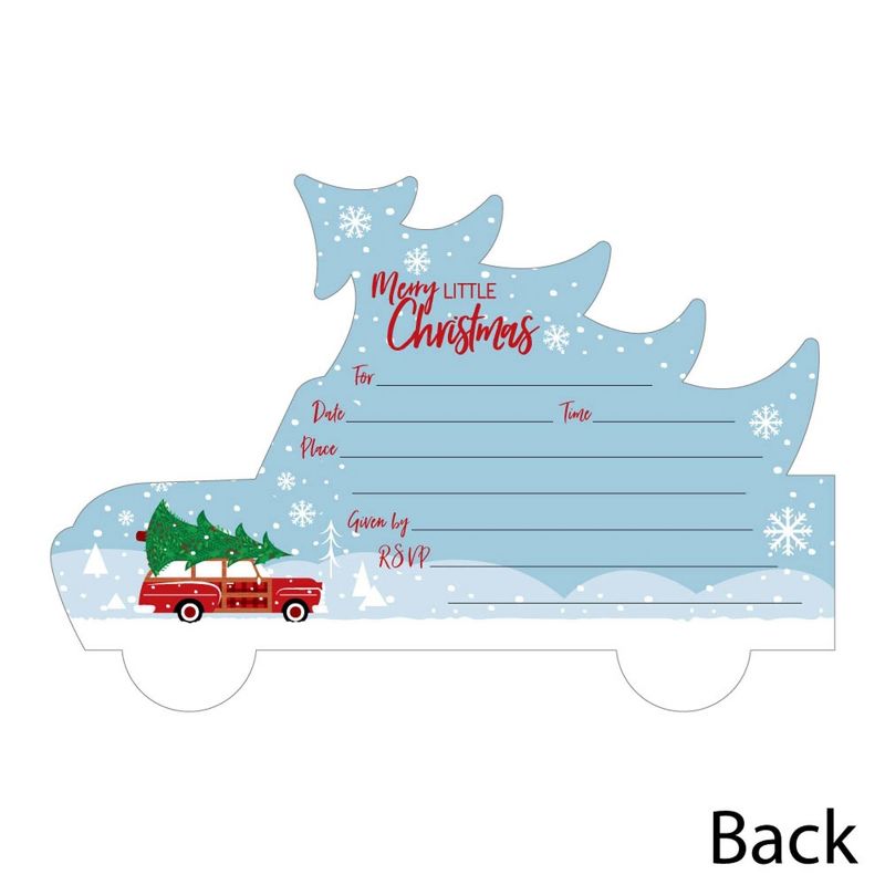 Big Dot of Happiness Merry Little Christmas Tree - Shaped Fill-in Invitations - Red Truck Christmas Party Invitation Cards with Envelopes - Set of 12, 3 of 7