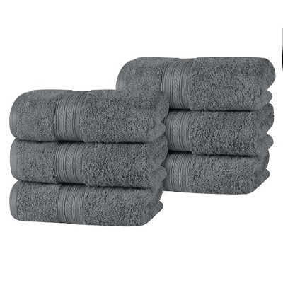 Cotton Plush Soft Highly-Absorbent Heavyweight Luxury Hand Towel Set of 6, Grey - Blue Nile Mills