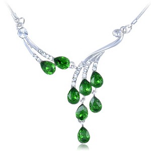 Anna-Kaci Sliver Tone Crystal Rhinestones Dangle Necklace - 1 of 4