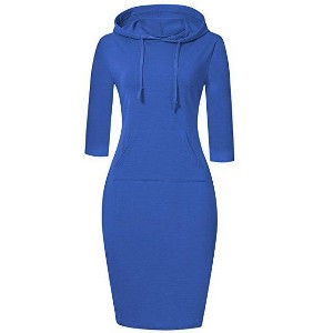 Coolmee Women's Casual Pocket Slim Pullover Midi Hoodie Dress - 1 of 2