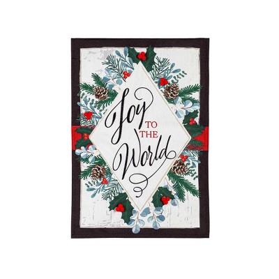 Joy to the World Linen Double Sided Indoor Outdoor Decor 18" x 12.5"