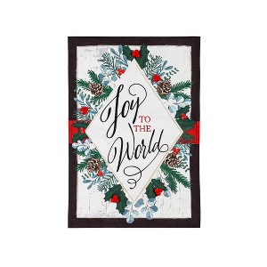 Joy to the World Linen Double Sided Indoor Outdoor Decor 18" x 12.5" - 1 of 3