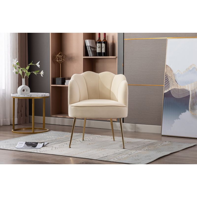 Modern Shell Shape Armchair Accent Chair With Gold Legs-ModernLuxe, 2 of 13