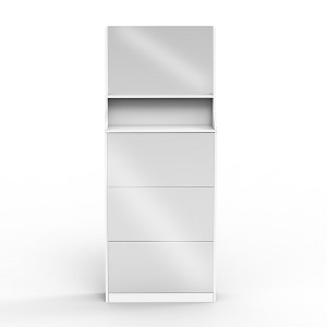 Vynxaria White Vertical Shoe Cabinet with 3 Mirrors for Entryway and Bedroom - 1 of 4