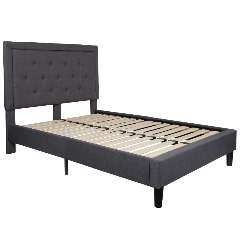 Flash Furniture Roxbury Full Size Tufted Upholstered Platform Bed in Dark Gray Fabric, 1 of 7