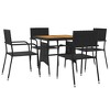 vidaXL Outdoor Dining Set Black PE rattan, steel, solid acacia wood - Black 4 - 3 of 4