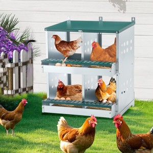 4 Compartment Roll Away Chicken Nesting Box,Galvanized Steel Egg Laying Box for Hens,Wall Mount–LAOTIES - 1 of 4