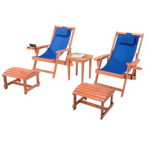 Jiallo Romantic Collection Canvas Sling Chair with Cup and Wine Holder and Ottoman (Set of 5) - 1 of 4