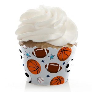 Big Dot of Happiness Go, Fight, Win - Sports - Baby Shower or Birthday Party Decorations - Party Cupcake Wrappers - Set of 12 - 1 of 4