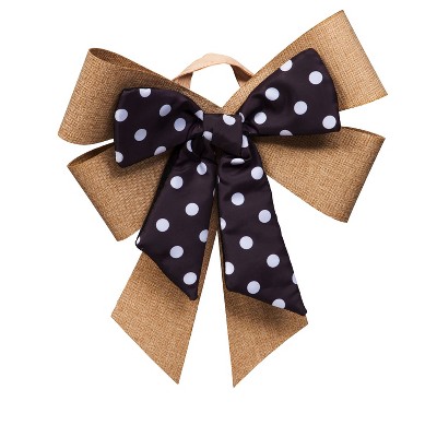 Evergreen Black and White Dot Door Tag Bow