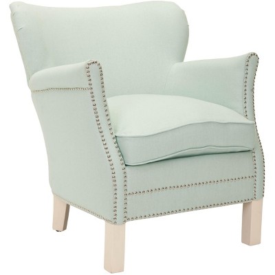 Robins Egg Blue Transitional Arm Chair with Silver Nail Heads