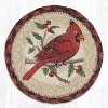 Earth Rugs Round Cardinal Coaster – 7"x7" Braided Jute, Rustic Winter Bird Design, Hand-Stenciled Table Accent - 2 of 3