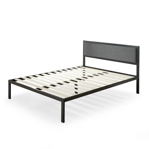 Twin Korey Platform Metal Bed Frame With Upholstered Headboard Black Zinus Target