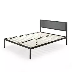 Korey Platform Metal Bed Frame with Upholstered Headboard Black - Zinus