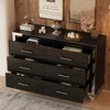 ACEPANO 47.2 in. W Elegant High-Gloss Dresser with Metal Handles & 6 Drawers for Bedroom & Living Room-Black - 2 of 4