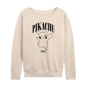Women's - Pokémon - Pikachu Lightweight French Terry Wide Neck Long Sleeve Shirt - 1 of 4
