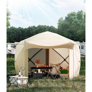 Pop-Up Screen Tent Gazebo, Pentagonal Camping Tent with 5 Sided Canopy Shelter and Made from 210 D Oxford Fabric for Patio, Backyard, and Lawn - 1 of 4