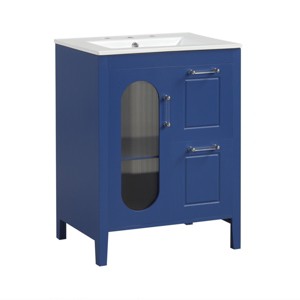 ChicFurnit Bathroom Storage Cabinets Bathroom Floor Storage Cabinet Functional Bathroom Cabinet with Drawer for Bathroom, Blue, 24"*18.3"*33.2" - 1 of 4