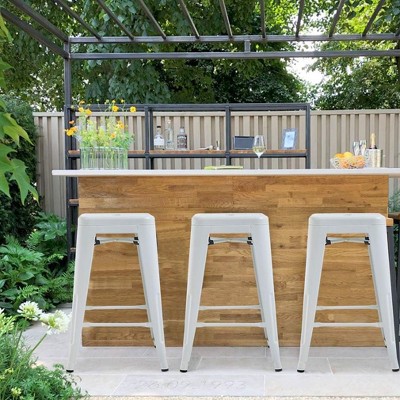 White 24" Industrial Metal Stackable Bar Stools Set of 4