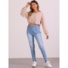 Allegra K Women's Drawstring Hem Waffle Knit Casual Long Sleeve V Neck Tops - 4 of 4