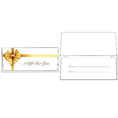 LUX Square Flap Currency Envelopes 2.875" x 6.5" Gold Bow 50/Pack CUR-99-50