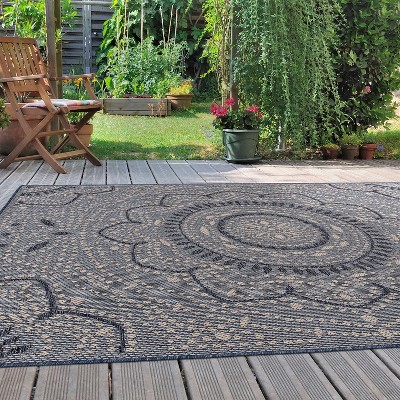 Blue Synthetic Rectangular 8' x 10' Stain-Resistant Area Rug