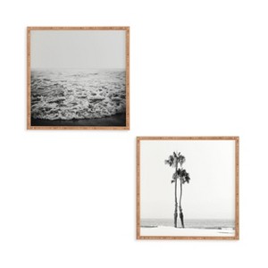 (Set of 2) 12" x 12" Two Palms Framed Decorative Wall Art White - Deny Designs: Bamboo Frame, Beach Scene, Modern Decor - 1 of 3
