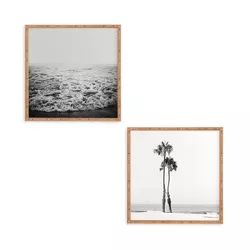 (Set of 2) 12" x 12" Two Palms Framed Decorative Wall Art White - Deny Designs