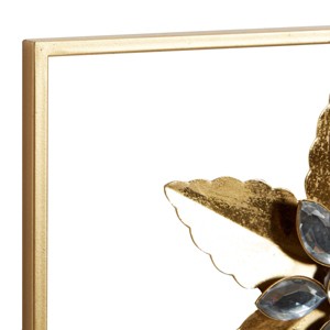 Set of 2 Iron Metal Floral Wall Decors with Gold Frame - Olivia & May: Contemporary Botanical Art, Vertical Display - 1 of 4