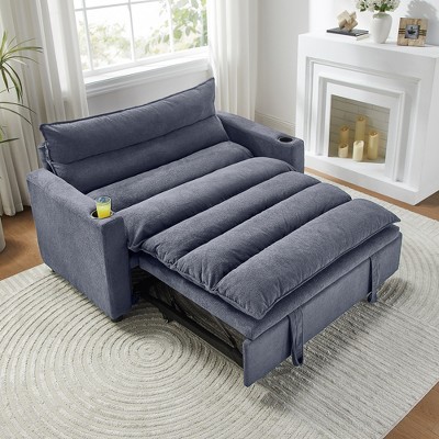 APRILSOUL 47in Multi-Functional Loveseat with Adjustable Backrest, 3-in-1 Convertible Sofa Bed, Velvet, Perfect for Living Room
