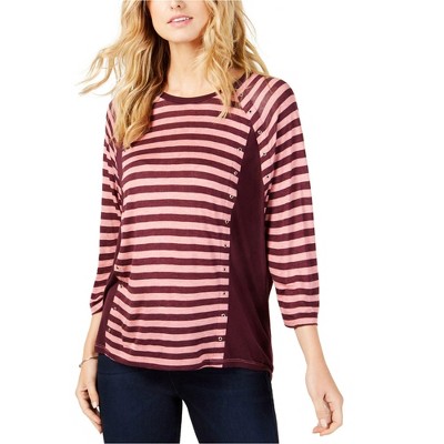 Michael Kors Womens Striped Pullover Blouse