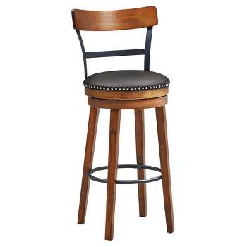 Costway 30.5'' BarStool Swivel Pub Height kitchen Dining Bar Chair with Rubber Wood Legs