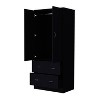 ORRD Wardrobe with 2 Doors & 2 Drawers, Freestanding Storage Cabinet with Hanging Rod, Closet Organizer for Bedroom, Black - 4 of 4