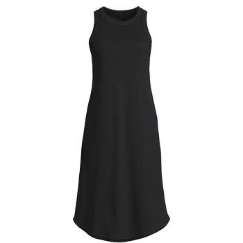 Lands' End Women's Cotton Rib Sleeveless Midi Tank Dress