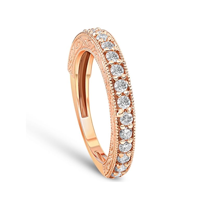 Pompeii3 1/2ct Vintage Diamond Rose Gold Wedding Ring 14K, 2 of 6