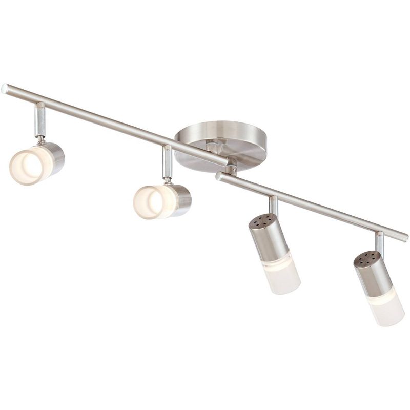 Pro Track Renee 4-Head LED Ceiling Track Style Light Fixture Kit Dimmable Adjustable Silver Satin Nickel Finish Modern Kitchen Bathroom 28 3/4" Wide, 5 of 10