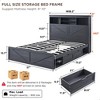 SinCiDo Farmhouse Full Size Bed Frame, w/52" Tall Storage Bookcase Headboard，Charging Station&LED Light, Drawers, No Box Spring Needed, Noiseless - 3 of 4